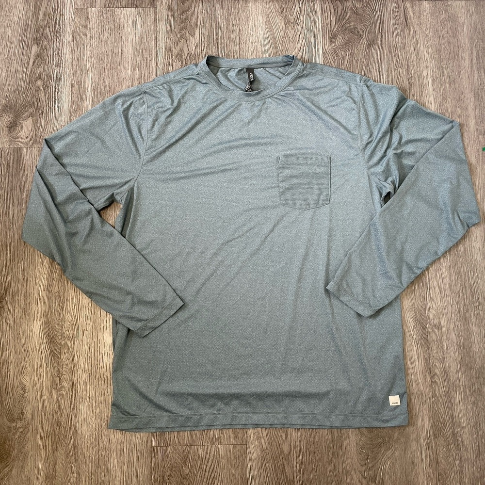 Vuori Shirt Men's 2X-Large Blue Tradewind Performance Long Sleeve Gym Golf Tech